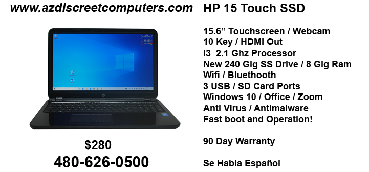 HP 15 Touch SSD i3